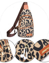 Leopard Print Sling Chest Bag With Headphone Jack Crossbody Backpack Shoulder Bag Women