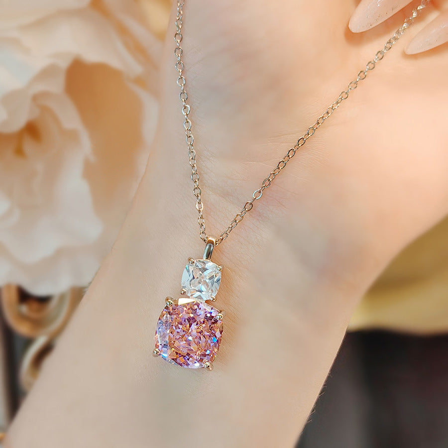 High Carbon Diamond Ice Flower Cut All-match Necklace