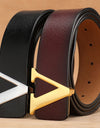 Factory Direct Sales Retro Smooth Genuine Leather Pure Cowhide Letter V Pants Belt
