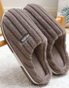 Home Cotton Slippers Women's Winter Plus Size Striped Plush Indoor