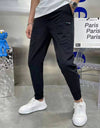 Men's Ice Silk Stitching Six-pocket Embroidery High Elastic Casual Pants