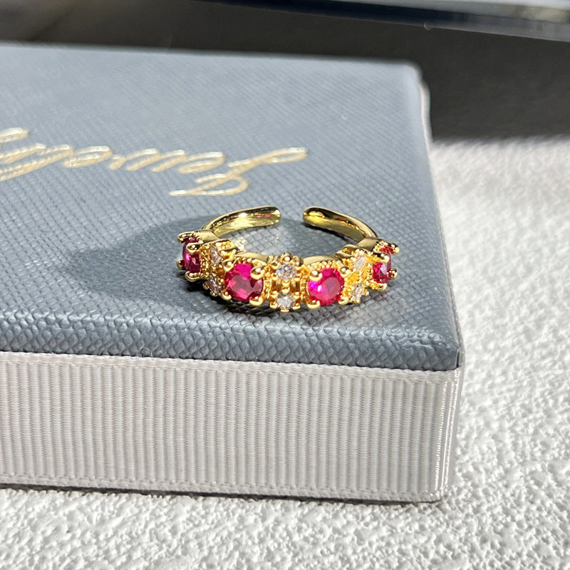 French Rose Zircon Light Luxury High-grade Ring