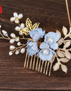 Blue White Purple Color Flower Hair Comb
