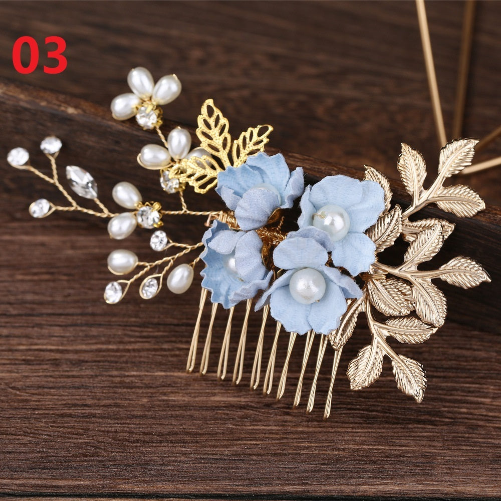 Blue White Purple Color Flower Hair Comb