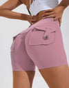 High Waist Hip Lifting Shorts With Pockets Quick Dry Yoga Fitness Sports Pants Summer Women Clothes